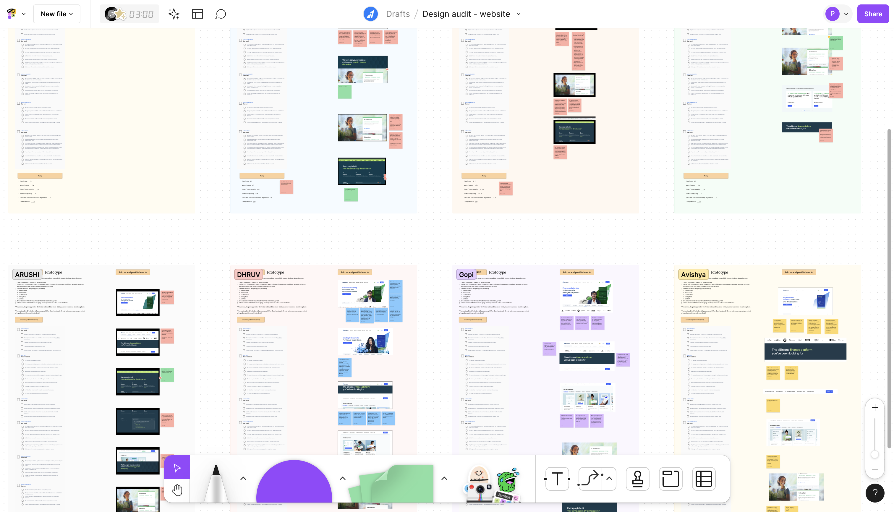 UX audit findings on the website prototype